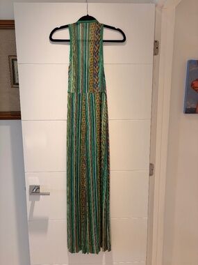 Italian finely knit green multi long dress